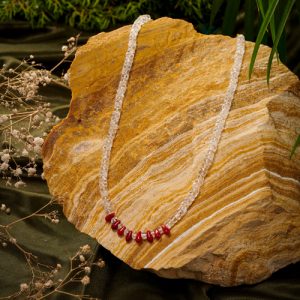 Clear quartz & coral short chain