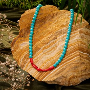Turquoise & coral short chain